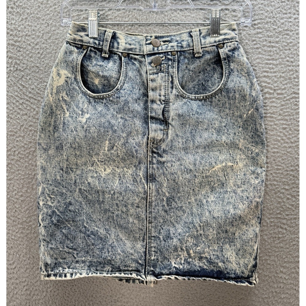 Vintage Gitano Express Skirt Girls 7/8 Blue Acid Wash Denim Straight‎ 1990s Y2K
